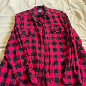 Faded Glory Long Sleeve Shirt. XXL. Red/Black